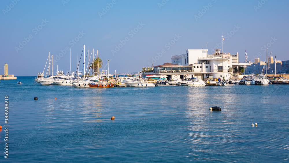 Panoramic view of port in Bari