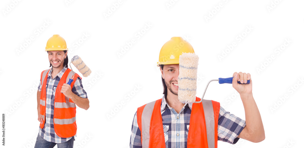 Funny painter isolated on white Funny painter isolated on white