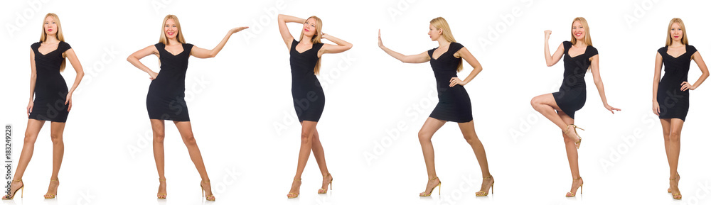 Collage of woman in fashion look isolated on white Collage of woman in fashion look isolated on white