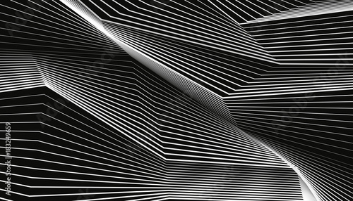 Fototapeta Designs of white lines on a black background. Abstract waves. Vector elements for you projects