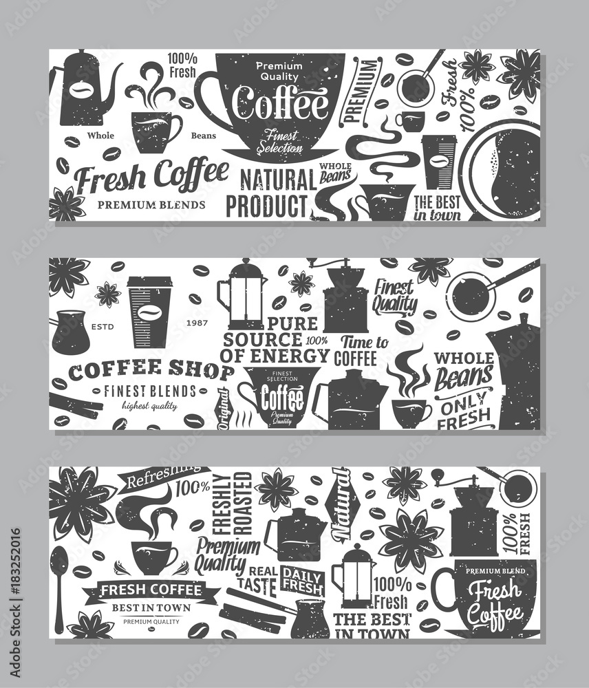 Retro styled vector coffee banners