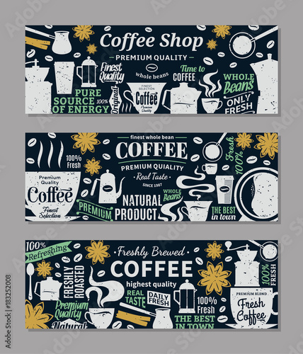 Retro styled vector coffee banners