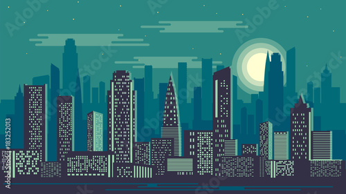 Vector illustration of night city