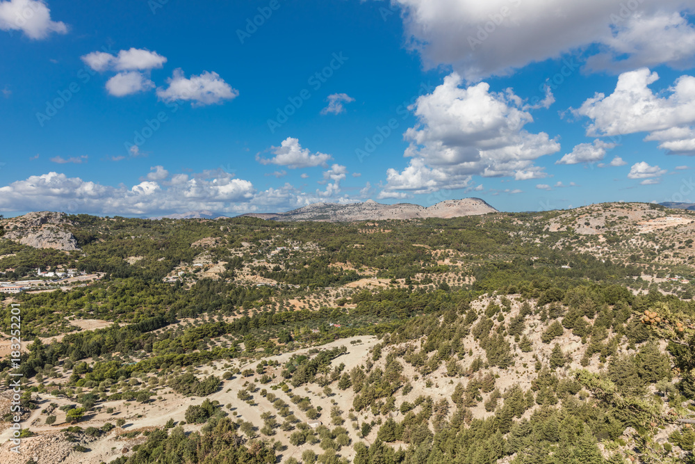 Stony landscape of  the Tsambika mountain on the Rhodes Island, Greece