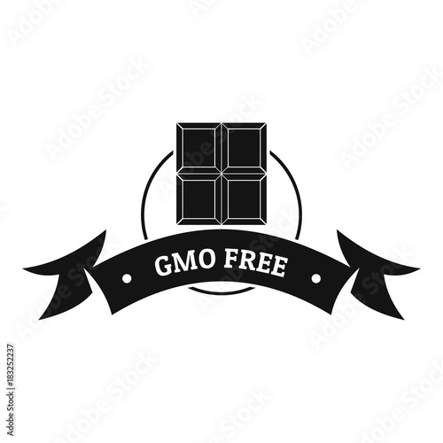Gmo free food logo, simple black style