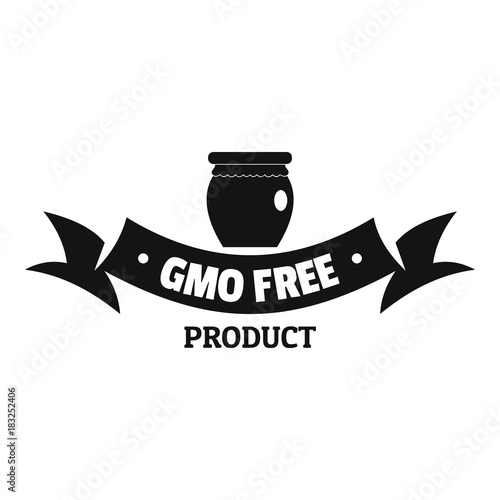 Gmo free label logo, simple black style