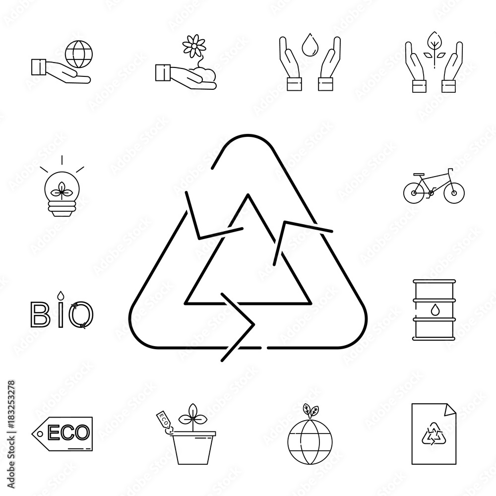 Recycle sign icon. Set of ecology sign icons. Signs, outline eco collection, simple thin line icons for websites, web design, mobile app, info graphics Recycle sign icon. Set of ecology sign icons. Signs, outline eco collection, simple thin line icons for websites, web design, mobile app, info graphics