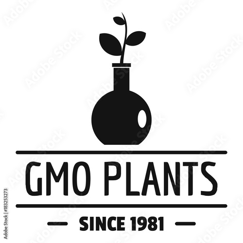 Gmo plant logo, simple black style