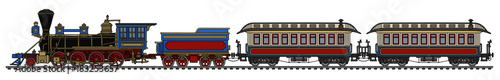 Classical american wild west steam passenger train