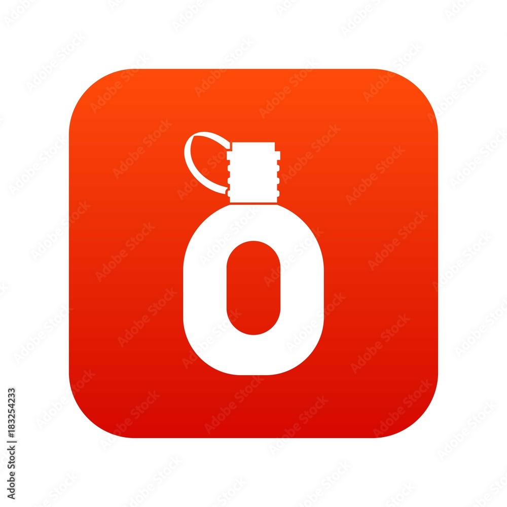 Tourist flask icon digital red