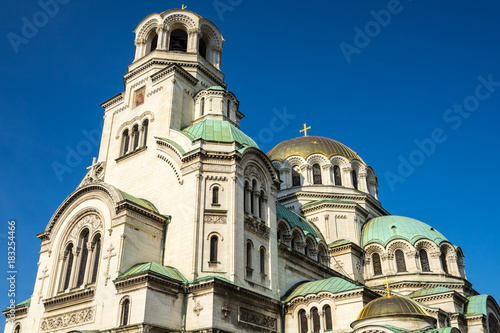 Facade of Alexander Nevsky cathedral, Sofia, Bulgaria