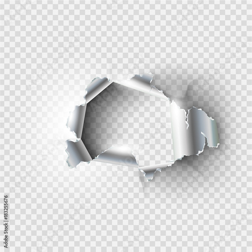 ragged Hole torn in ripped metal