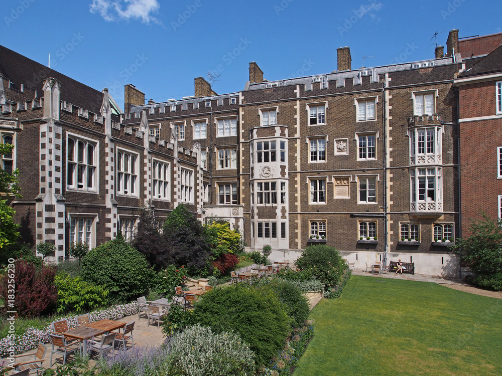 LONDON - SEPTEMBER 2016:  The Inner Temple Garden, amidst barristers' offices, is a peaceful oasis  within the bustling City.