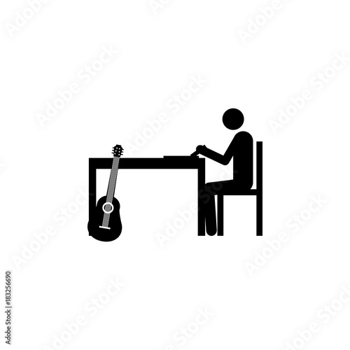 songwriter on the table icon. Silhouette of a musician icon. Premium quality graphic design. Signs, outline symbols collection icon for websites, web design, mobile app