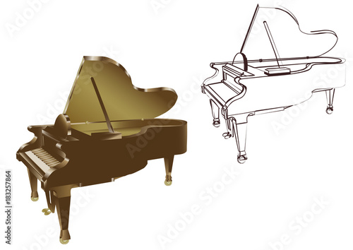 Piano on white background