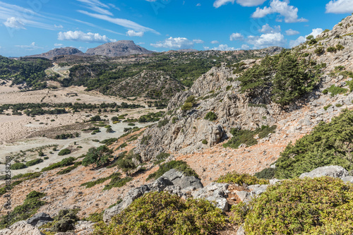 Stony landscape of the Tsambika mountain on the Rhodes Island, Greece