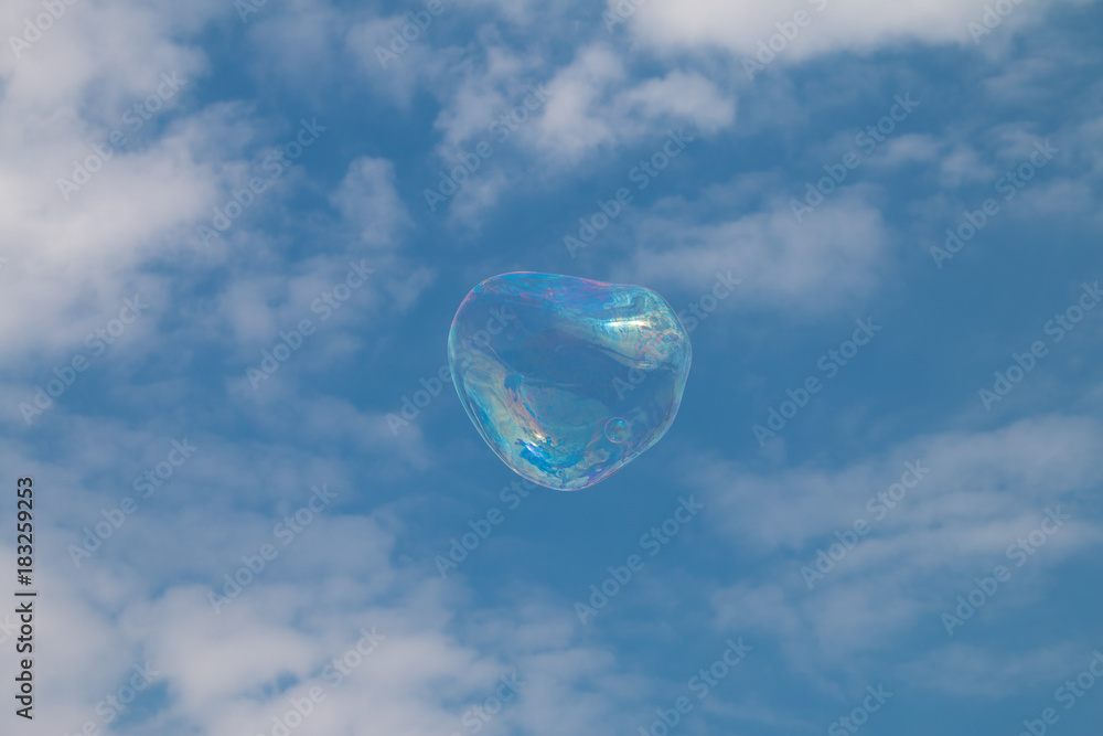 Blown bubbles floating in the sky Blown bubbles floating in the sky