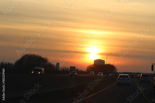 Fototapeta Naklejka Na Ścianę i Meble -  relaxing view of sunset on highway 