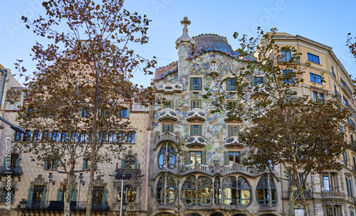 BARCELONA - November 28, 2017:Casa Batllo facade on November 28, 2017 in Barcelona (Spain). Casa Batllo is a building restored by Antoni Gaudi photo