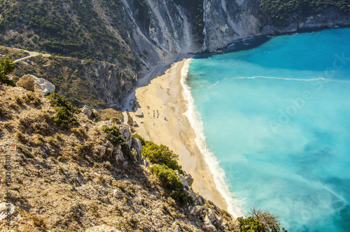 View of Myrtos beach with its kilometer and a half in length kefalonia