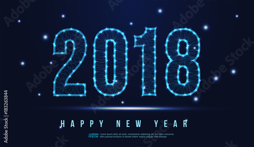 happy new year 2018 celebrating numbers vector abstract polygonal silhouette. 2018 new year technology concept. vector illustration