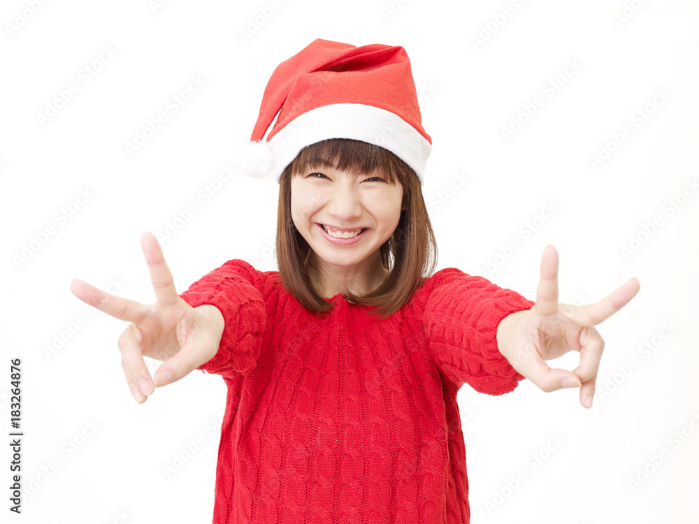 女性 クリスマス ピースサイン 女性 クリスマス ピースサイン