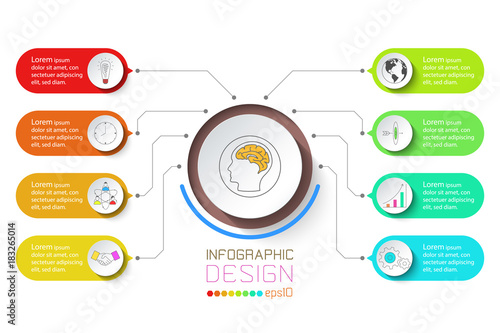 Business infographic with 8 steps.