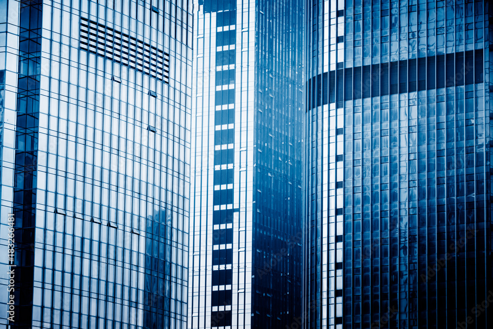 Close-Up of Modern Office Buildings in city of China.. Close-Up of Modern Office Buildings in city of China..