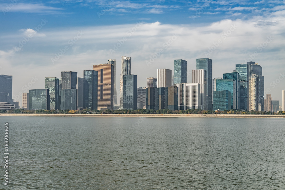 modern city waterfront downtown skyline,China.. modern city waterfront downtown skyline,China..
