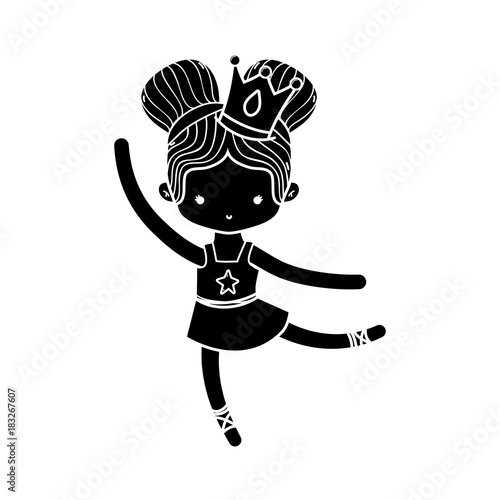 contour girl practice perfomance with crown decoration and professional clothes