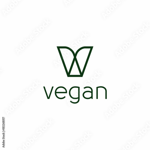 Green Vegan Logo Vector
