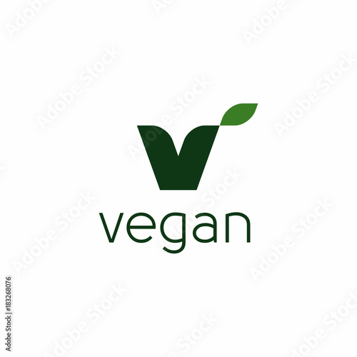 Green Vegan Icon Logo Vector