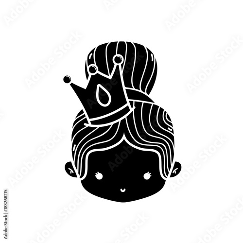 contour girl head with crown and bun hair