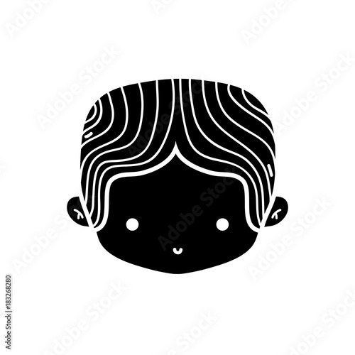 contour boy head with middle parted hair