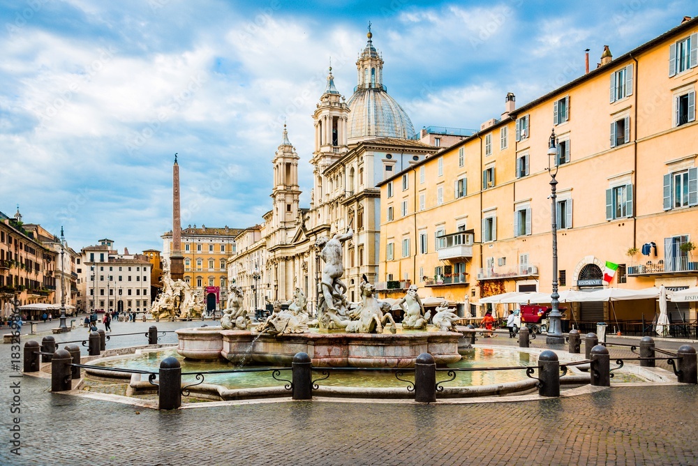 Fountain of Neptune at the northern end of Navona Square /Piazza Navona/ in Rome, Italy.
