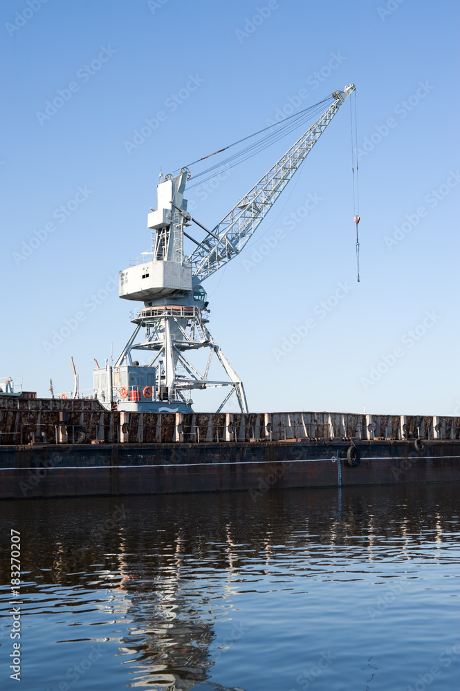 wharf with hoisting crane
