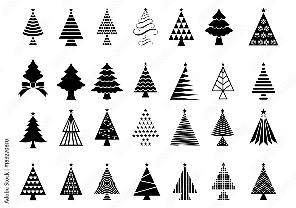 Naklejka christmas tree icon set