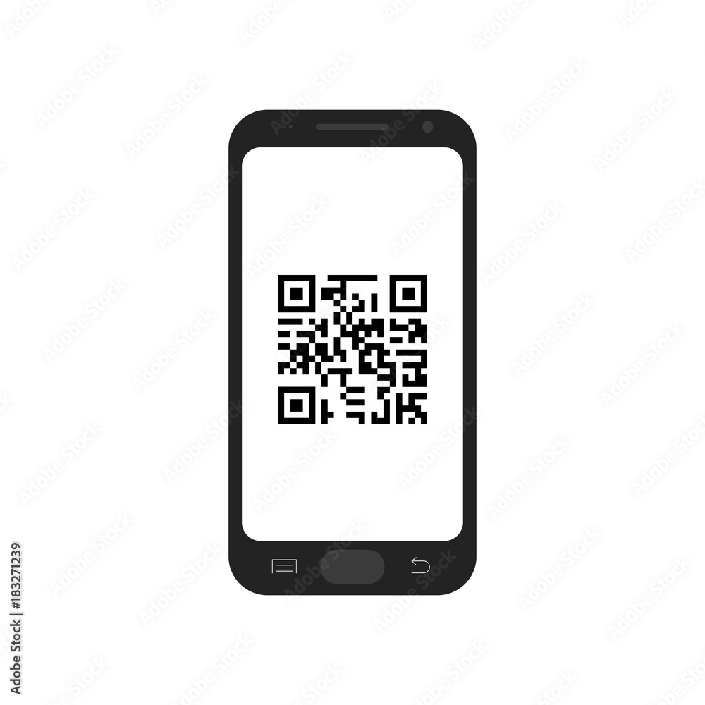 QR code in mobile phone. Digital technology QR code in mobile phone. Digital technology