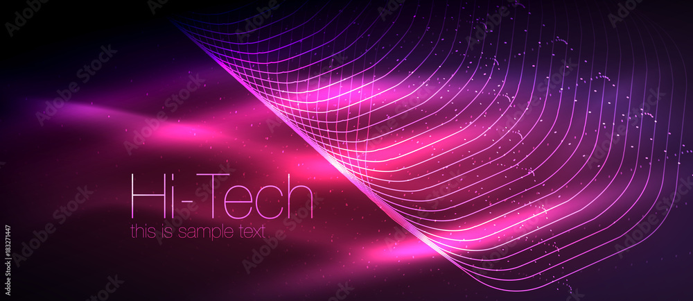 Hi-tech futuristic techno background, neon shapes and dots Hi-tech futuristic techno background, neon shapes and dots
