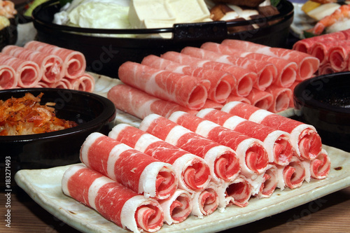 Raw beef for hot pot, chinese food 