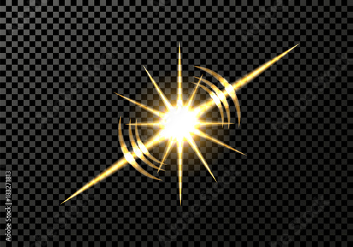 Solar flare, star. Light effect. On a transparent background. illustration