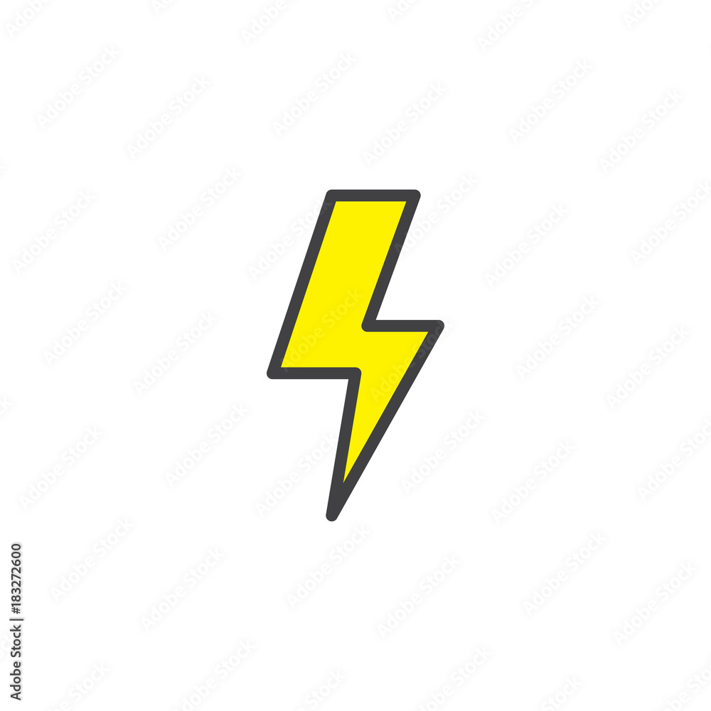 Lightning bolt filled outline icon, line vector sign, linear colorful pictogram isolated on white. Flash light symbol, logo illustration. Pixel perfect vector graphics Lightning bolt filled outline icon, line vector sign, linear colorful pictogram isolated on white. Flash light symbol, logo illustration. Pixel perfect vector graphics