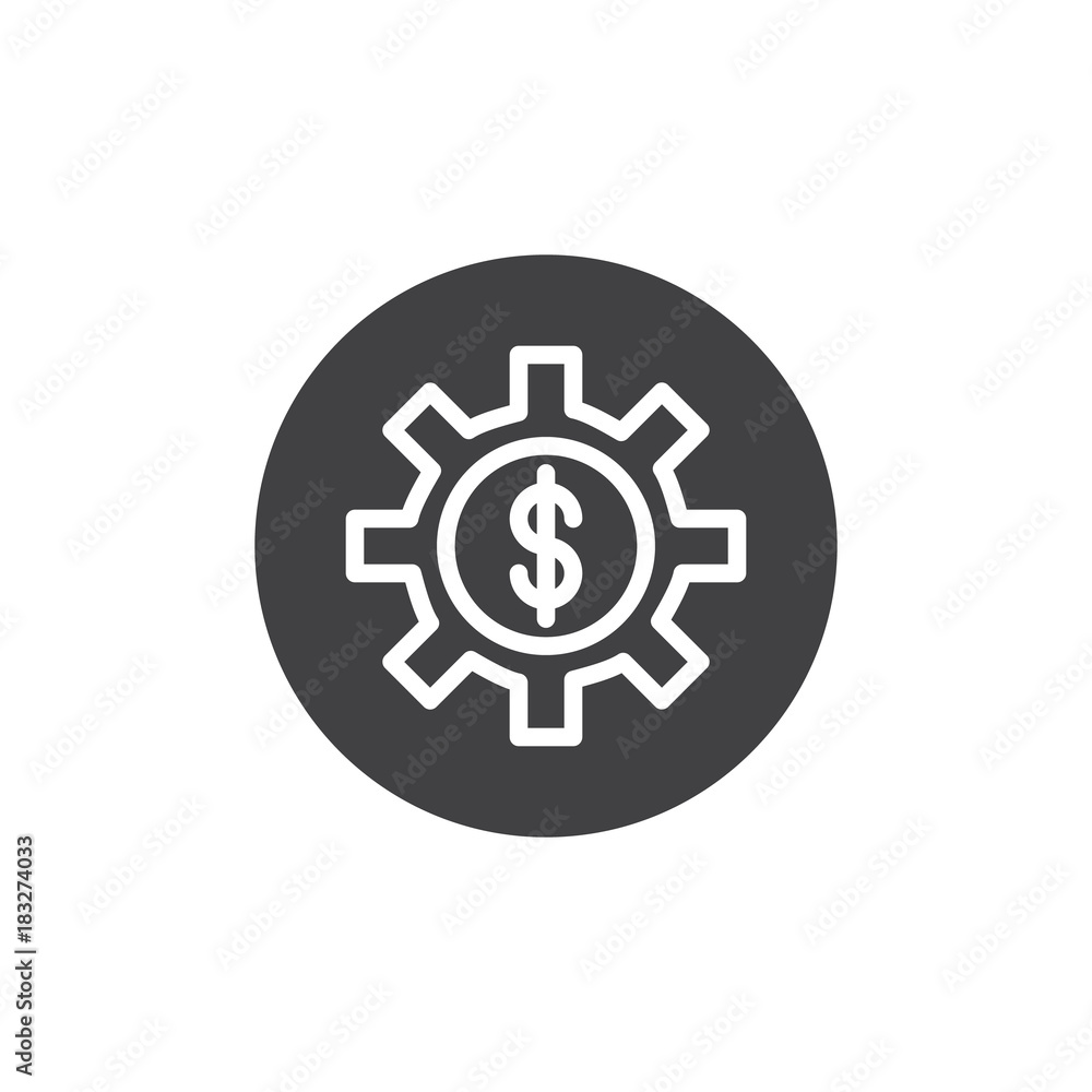 Dollar setting cog gear icon vector
