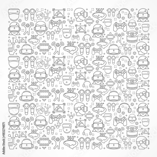 Virtual reality liner icon background, vr pattern. Vector