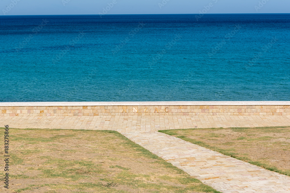 Fototapeta premium Stone memorial on the beach at Anzac Cove Canakkale Turkey