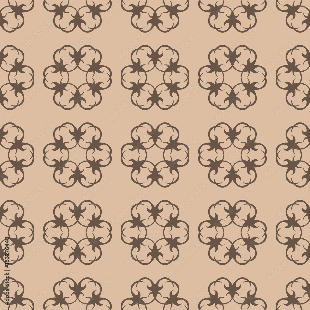 Brown floral seamless pattern on beige background Brown floral seamless pattern on beige background