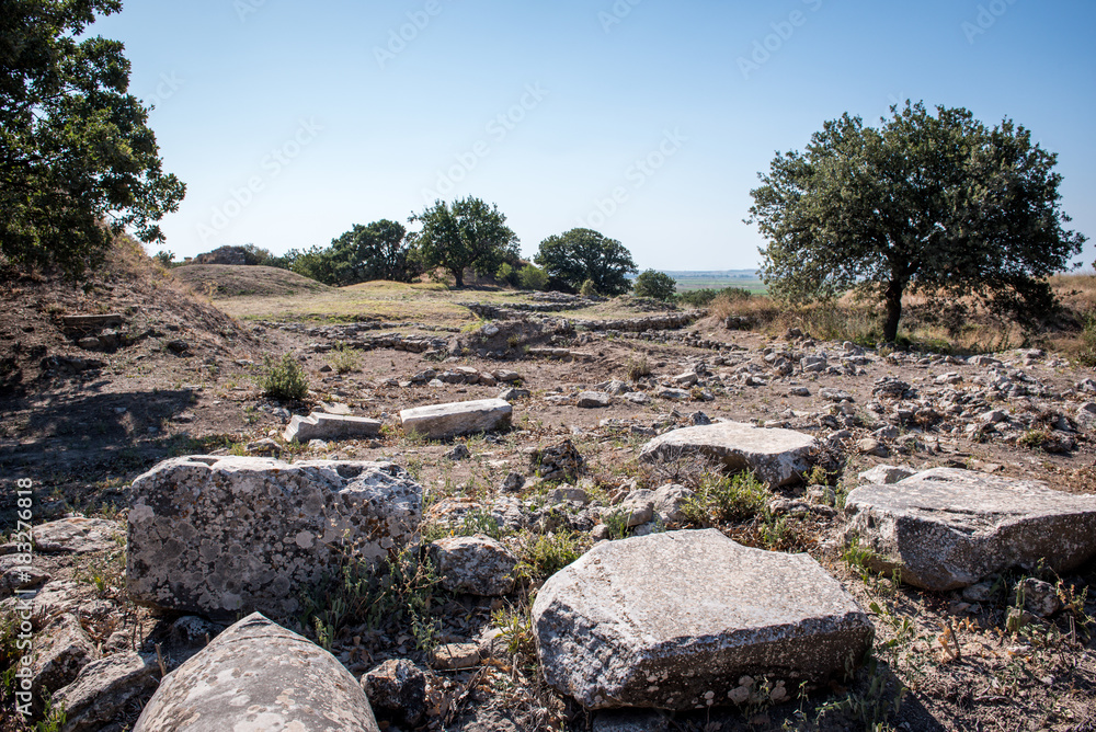  Ruins of ancient city Troy or Trojan in Canakkale, Turkey