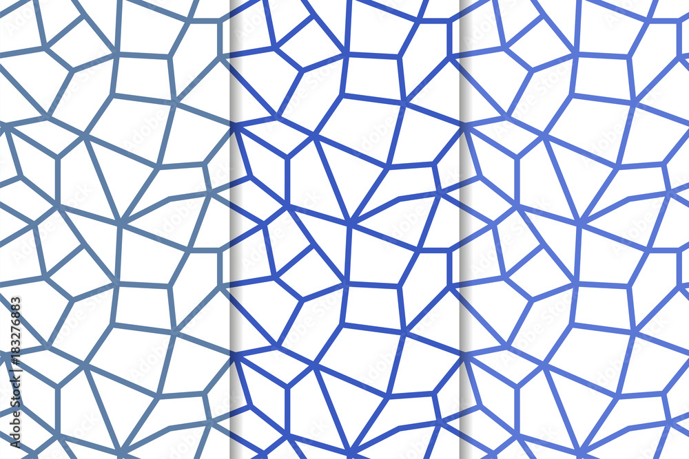 Polygonal seamless patterns. Blue set of geometric backgrounds Polygonal seamless patterns. Blue set of geometric backgrounds