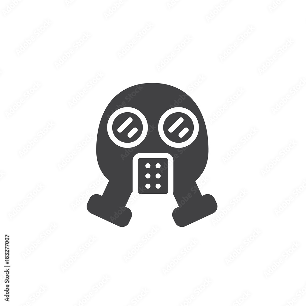 Gas mask icon vector, filled flat sign, solid pictogram isolated on white. Respirator symbol, logo illustration. Gas mask icon vector, filled flat sign, solid pictogram isolated on white. Respirator symbol, logo illustration.
