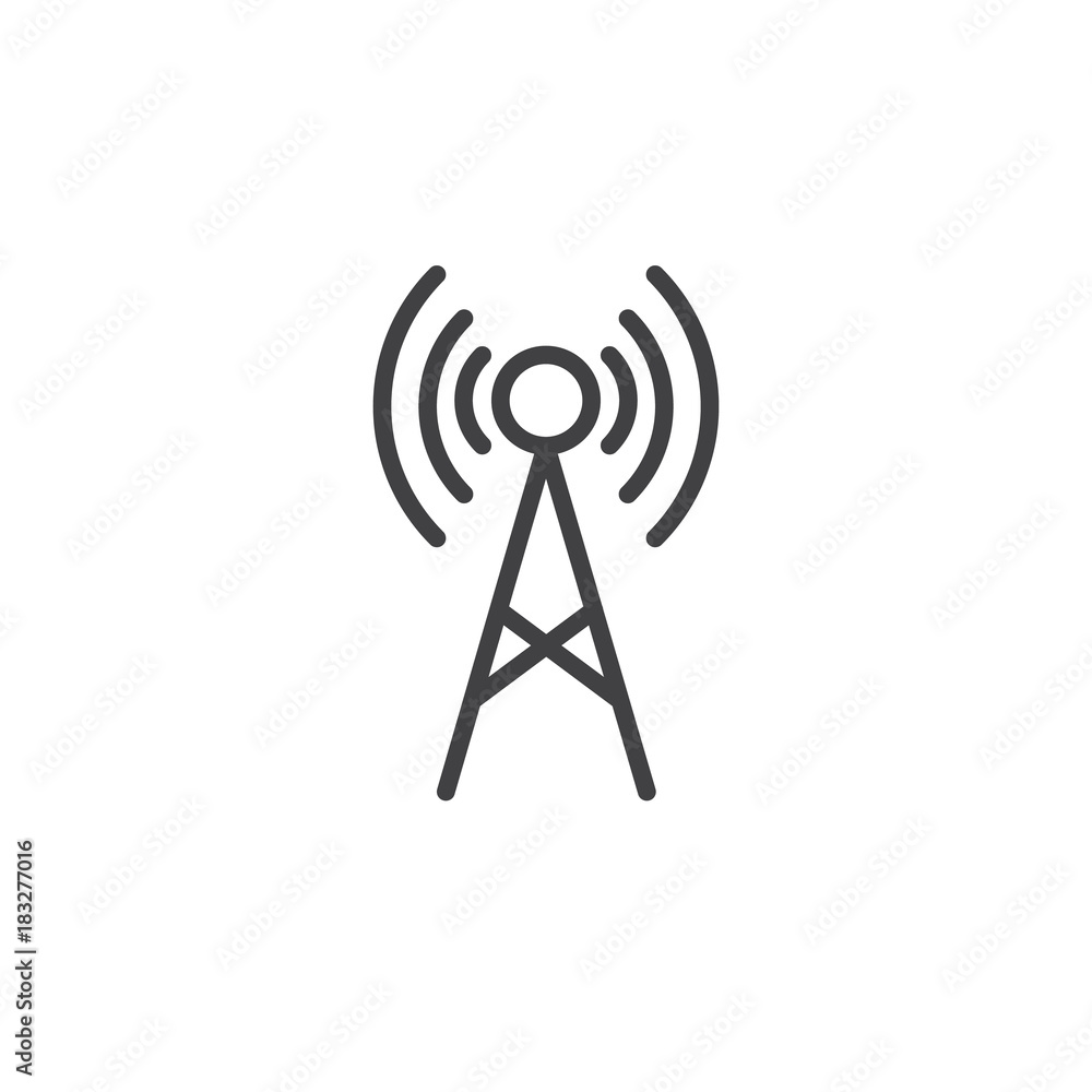Antenna line icon, outline vector sign, linear style pictogram isolated on white. Radio tower symbol, logo illustration. Editable stroke Antenna line icon, outline vector sign, linear style pictogram isolated on white. Radio tower symbol, logo illustration. Editable stroke